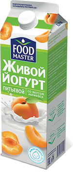 FoodMaster Живой Питьевой йогурт со вкусом абрикоса 2% - компания FoodMaster
