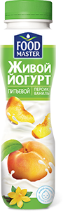 FoodMaster Живой Питьевой йогурт со вкусом персика и ванили 1% - компания FoodMaster