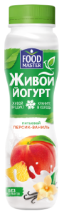 FoodMaster Живой Питьевой йогурт со вкусом персика и ванили 1% - компания FoodMaster