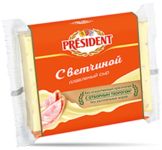 Сыр плавленый President С ветчиной ломтевой 40% - компания FoodMaster