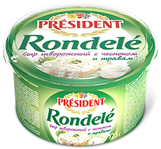 Сыр свежий President Ронделе Чеснок и травы 70% - компания FoodMaster